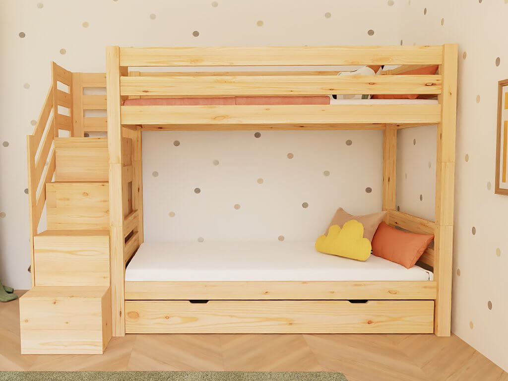 Holz Etagenbett Thea mit Regal
