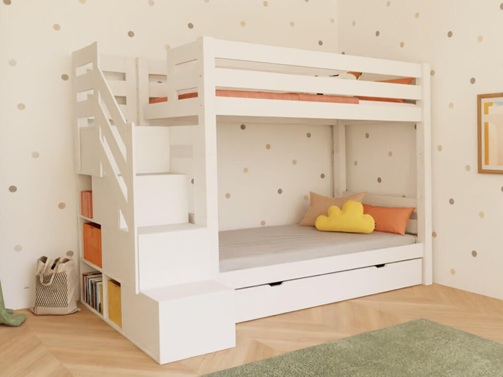 Holz Etagenbett Thea mit Regal