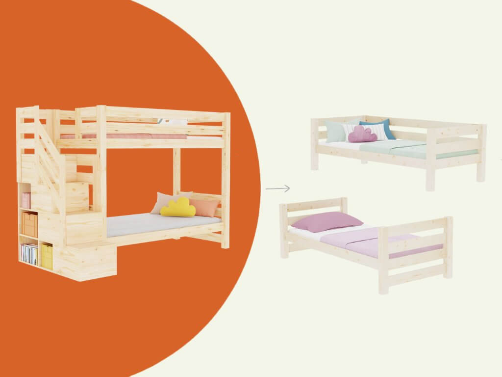 Holz Etagenbett Thea mit Regal