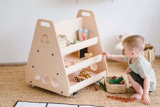 Montessori shelf on wheels