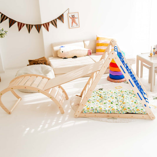 Monkey climbing set - climbing triangle, slide &amp; arch