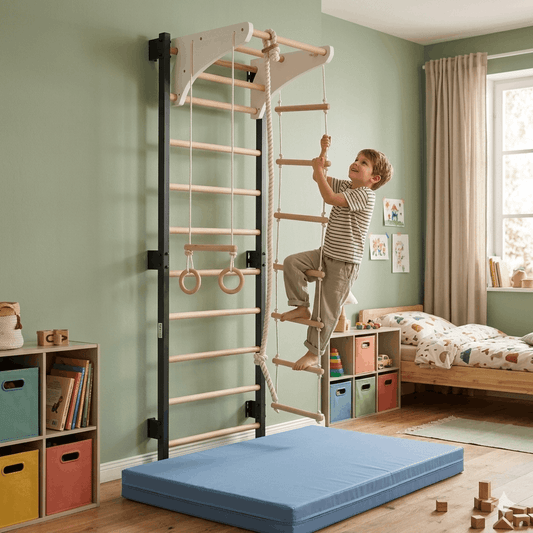 Kletterwand aus Metall mit Zubehör