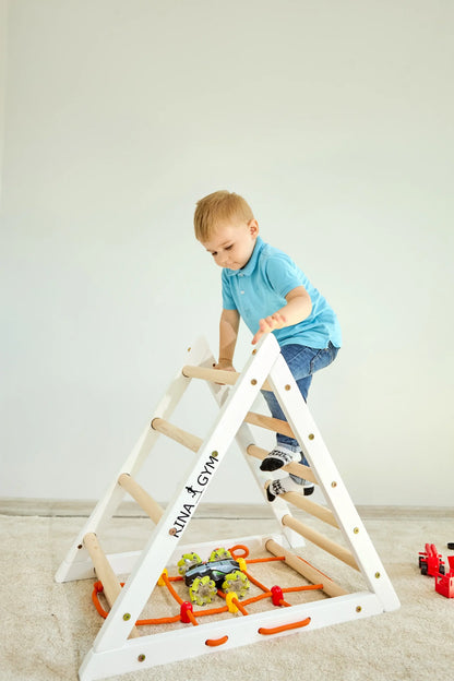 Klimdriehoek COMPACT met ladder &amp; klimnet, verschillende kleuren