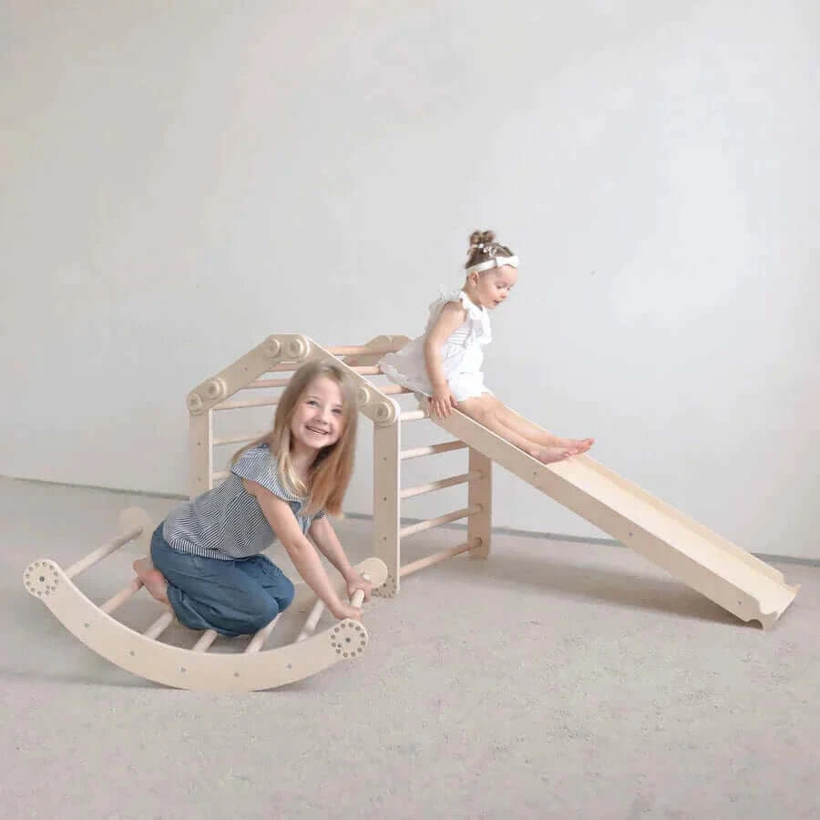 Climbing frame "L" for children, untreated wood