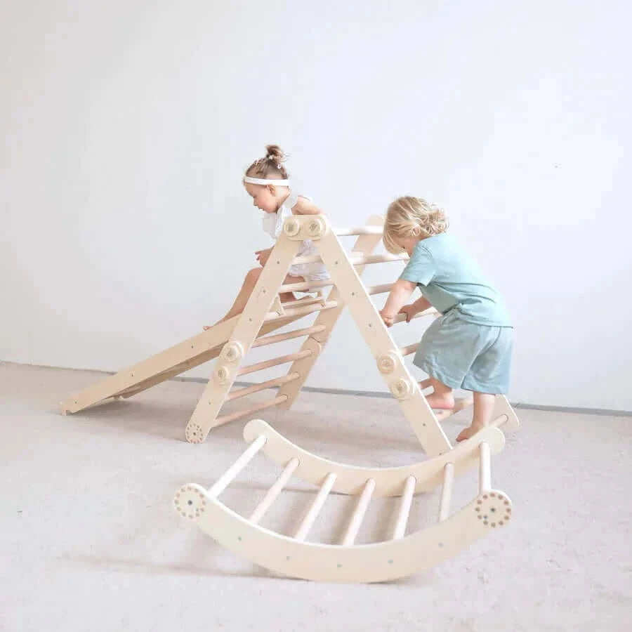 Climbing frame "L" for children, untreated wood