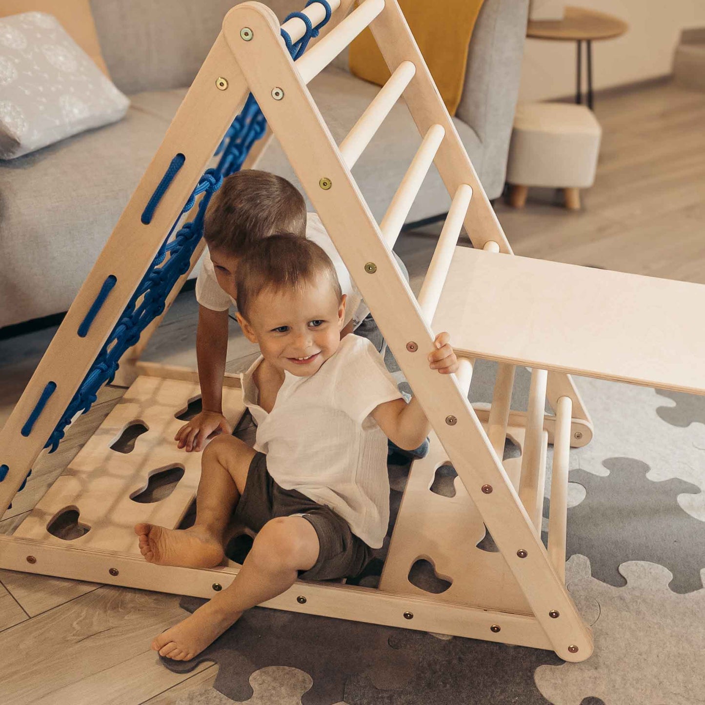 Monkey climbing set - climbing triangle, slide &amp; arch