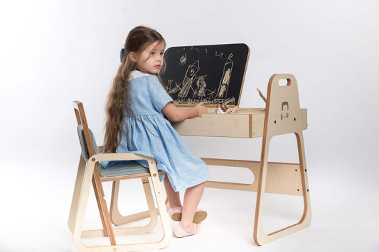Set of writing and drawing table with chair "Leni"