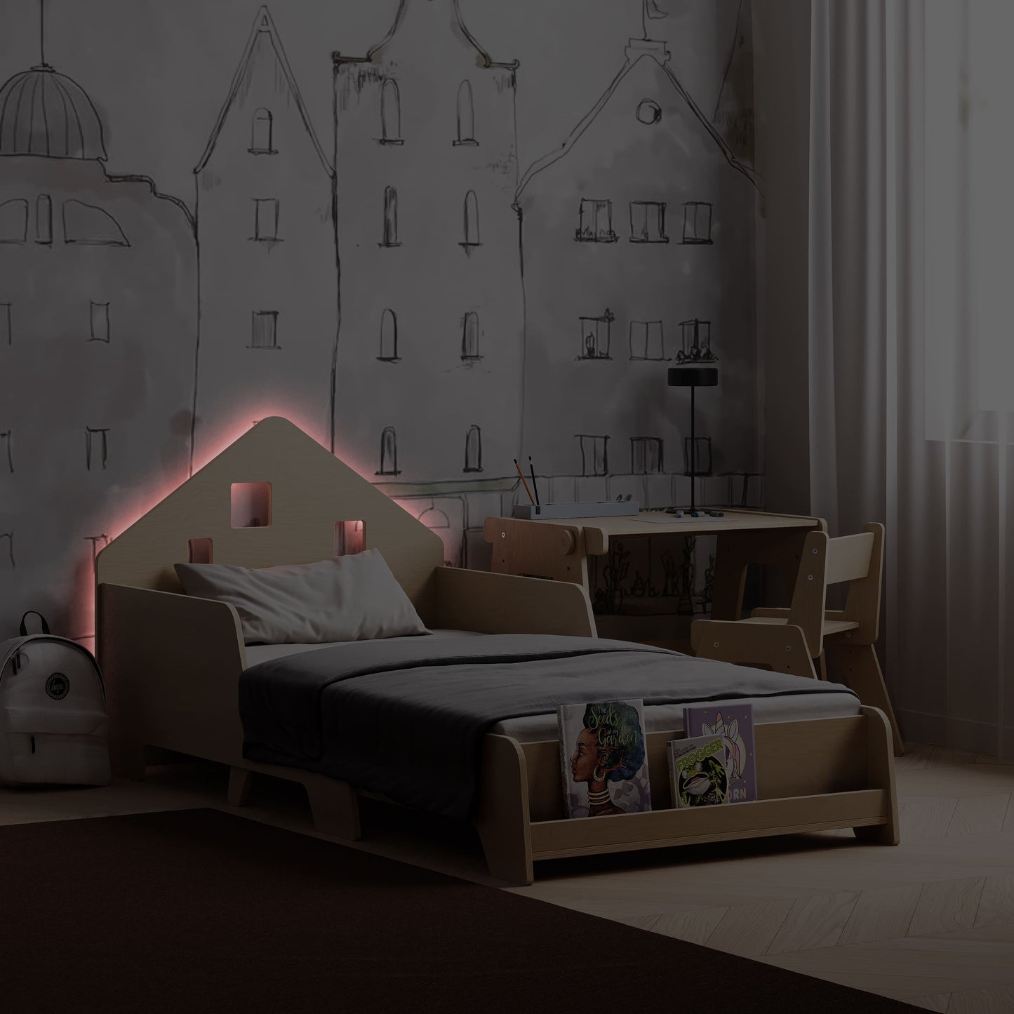 Montessori Kinderbett mit Beleuchtung