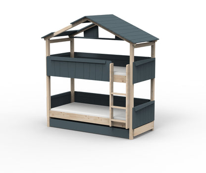 Starlight Haus-Etagenbett für Kinder mit Dach & Zusatzbett
