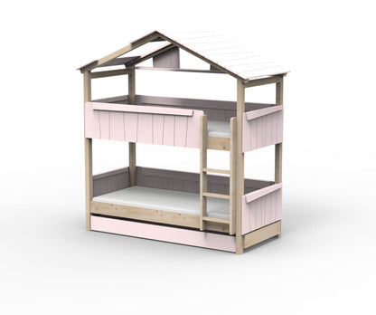 Starlight Haus-Etagenbett für Kinder mit Dach & Zusatzbett