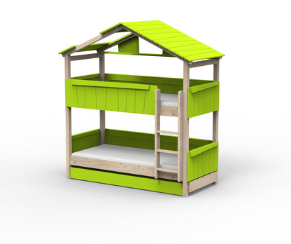 Starlight Haus-Etagenbett für Kinder mit Dach & Zusatzbett
