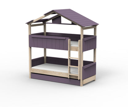 Starlight Haus-Etagenbett für Kinder mit Dach & Zusatzbett
