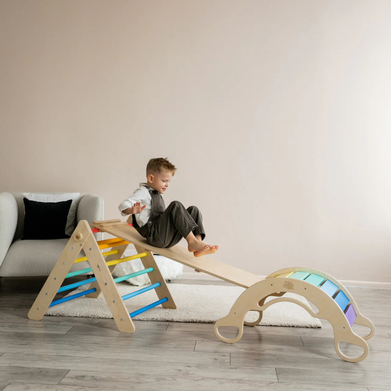 Set Pikler Dreieck, Rutschbrett, Schwingbogen - versch. Farben