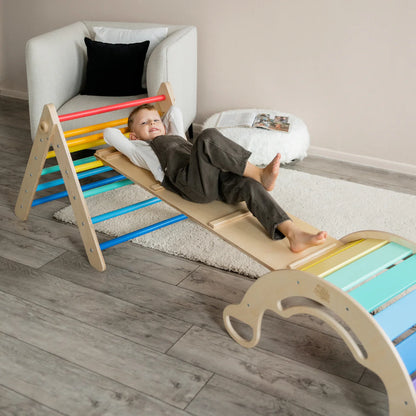 Set Pikler Dreieck, Rutschbrett, Schwingbogen - versch. Farben