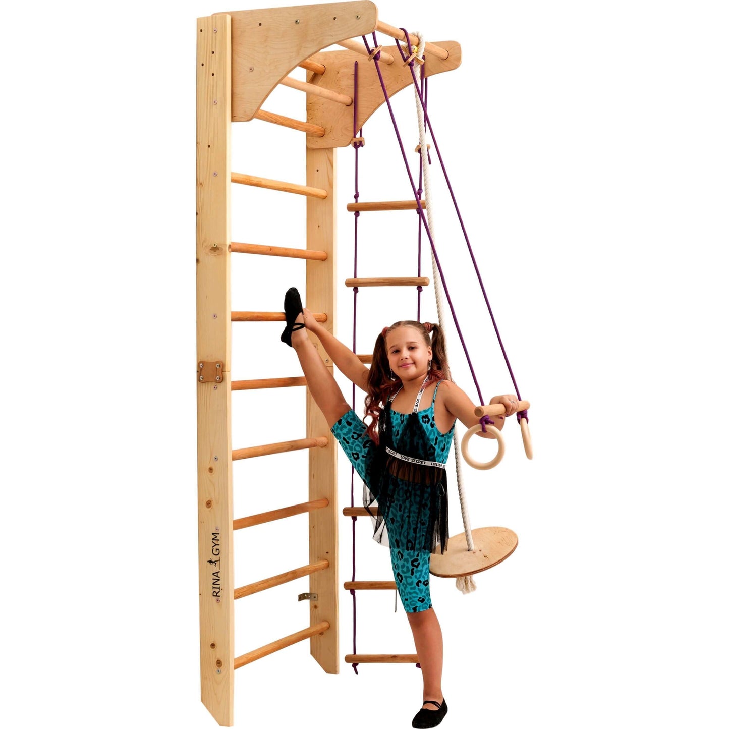 LARA climbing wall for children, untreated wood