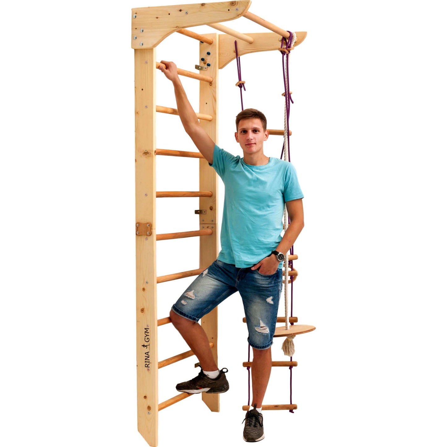 MICHAELA climbing wall for children, untreated wood