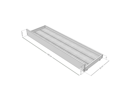 Under-bed wooden drawer on wheels