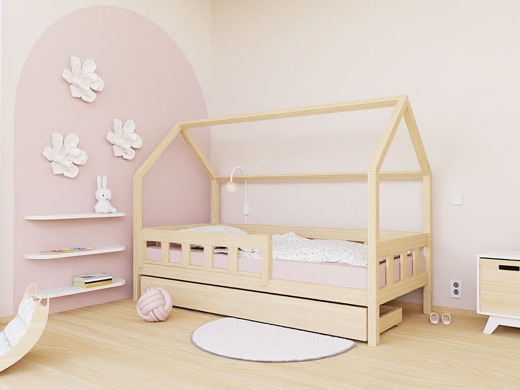 Under-bed wooden drawer on wheels
