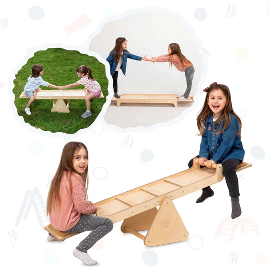 Indoor children's seesaw made of wood