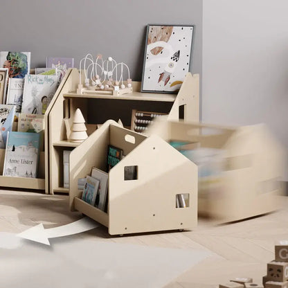 Dubbelzijdige boekenkast op wielen