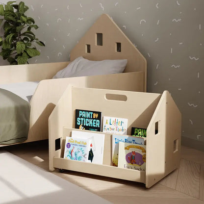 Dubbelzijdige boekenkast op wielen