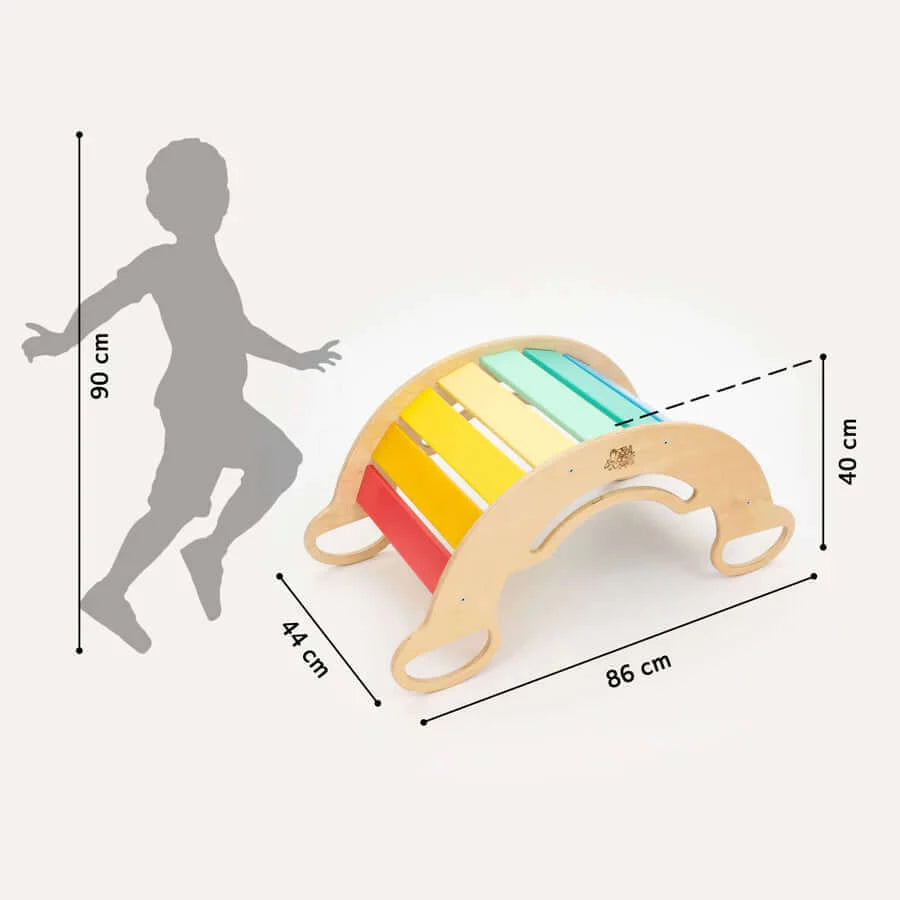 Montessori Kletterbogen Bunt mit Rutsche / Leiter