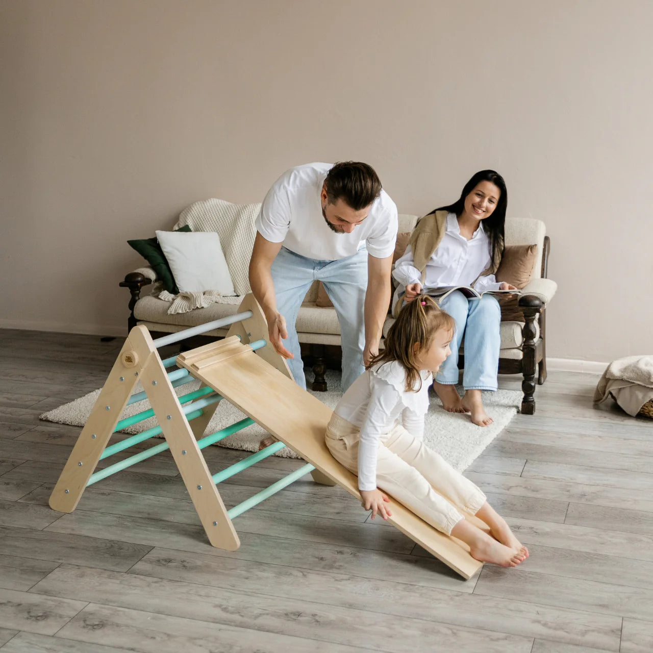 Set Pikler Dreieck, Rutschbrett, Schwingbogen - versch. Farben