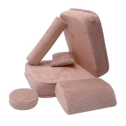 Kindersessel 3-in-1 Ästhetik Cord - Faltbare Kindercouch & Spielmatratze - Classic Cord Edition