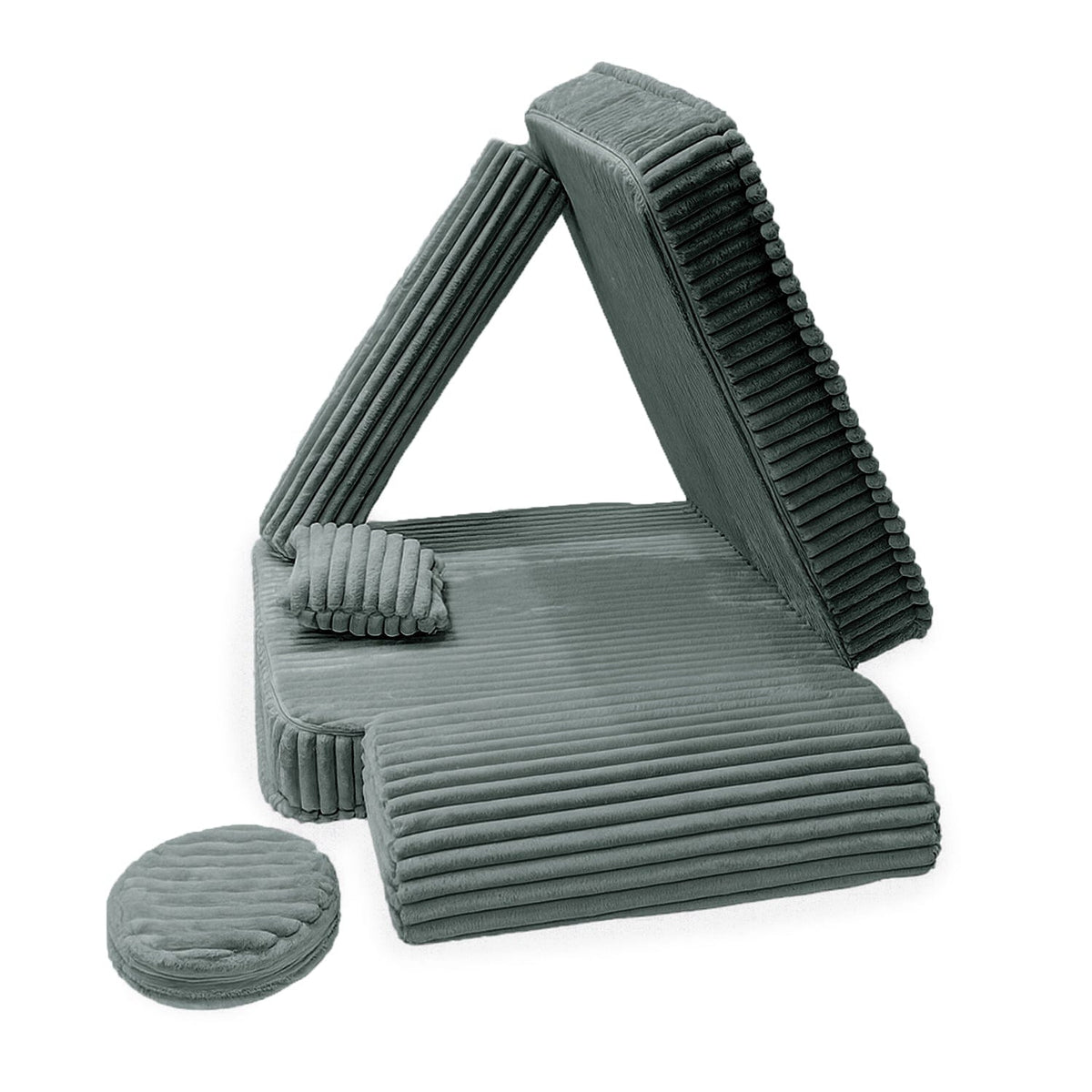 Kindersessel 3-in-1 Churros - Faltbare Kindercouch & Spielmatratze - Plüschcord Edition