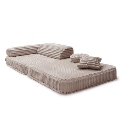 Kindersessel 3-in-1 Churros - Faltbare Kindercouch & Spielmatratze - Plüschcord Edition