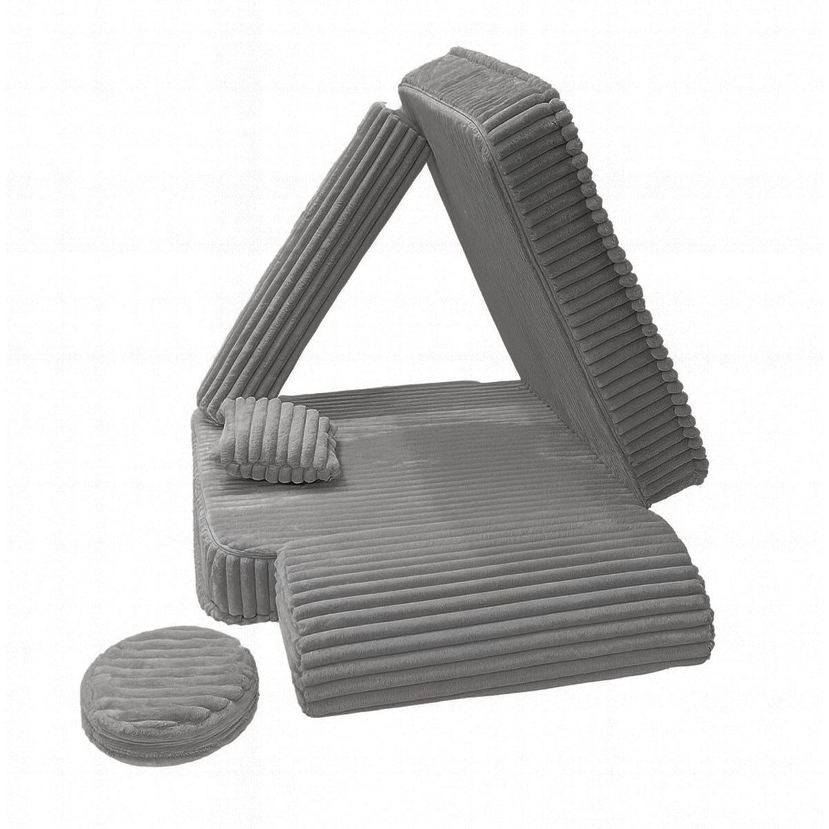 Kindersessel 3-in-1 Churros - Faltbare Kindercouch & Spielmatratze - Plüschcord Edition