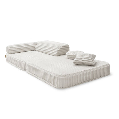 Kindersessel 3-in-1 Churros - Faltbare Kindercouch & Spielmatratze - Plüschcord Edition