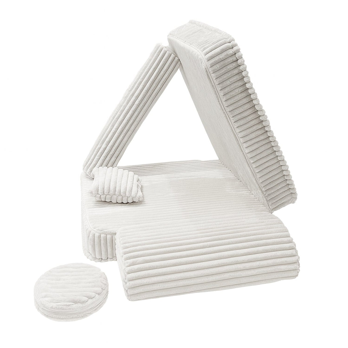 Kindersessel 3-in-1 Churros - Faltbare Kindercouch & Spielmatratze - Plüschcord Edition