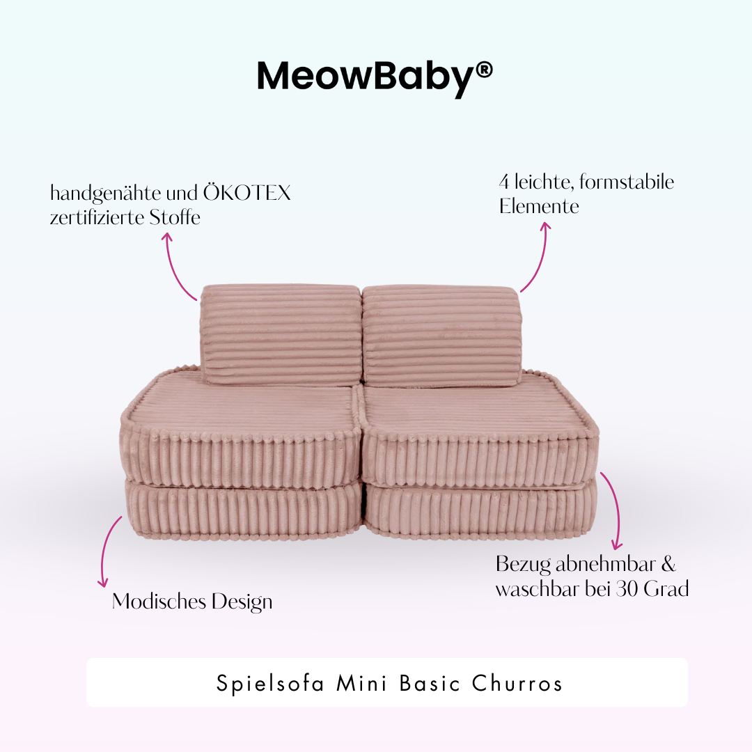Spielsofa Mini Basic Churros - Plüschcord Edition