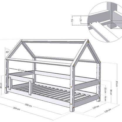 FENNA house bed for children with fall protection, various sizes &amp; colors
