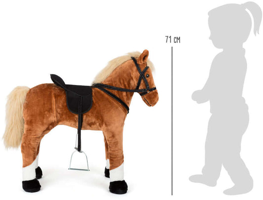 Staand paard met geluid, bruin