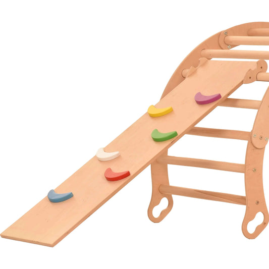 Sliding board with crescent handles - accessory for the climbing triangle