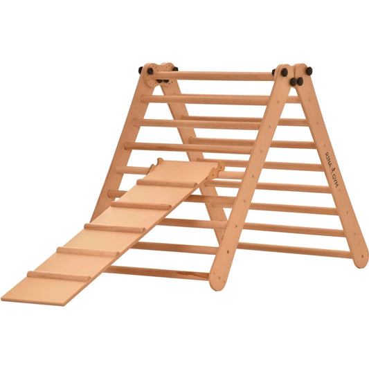 Climbing triangle with chicken ladder, natural wood, various sizes