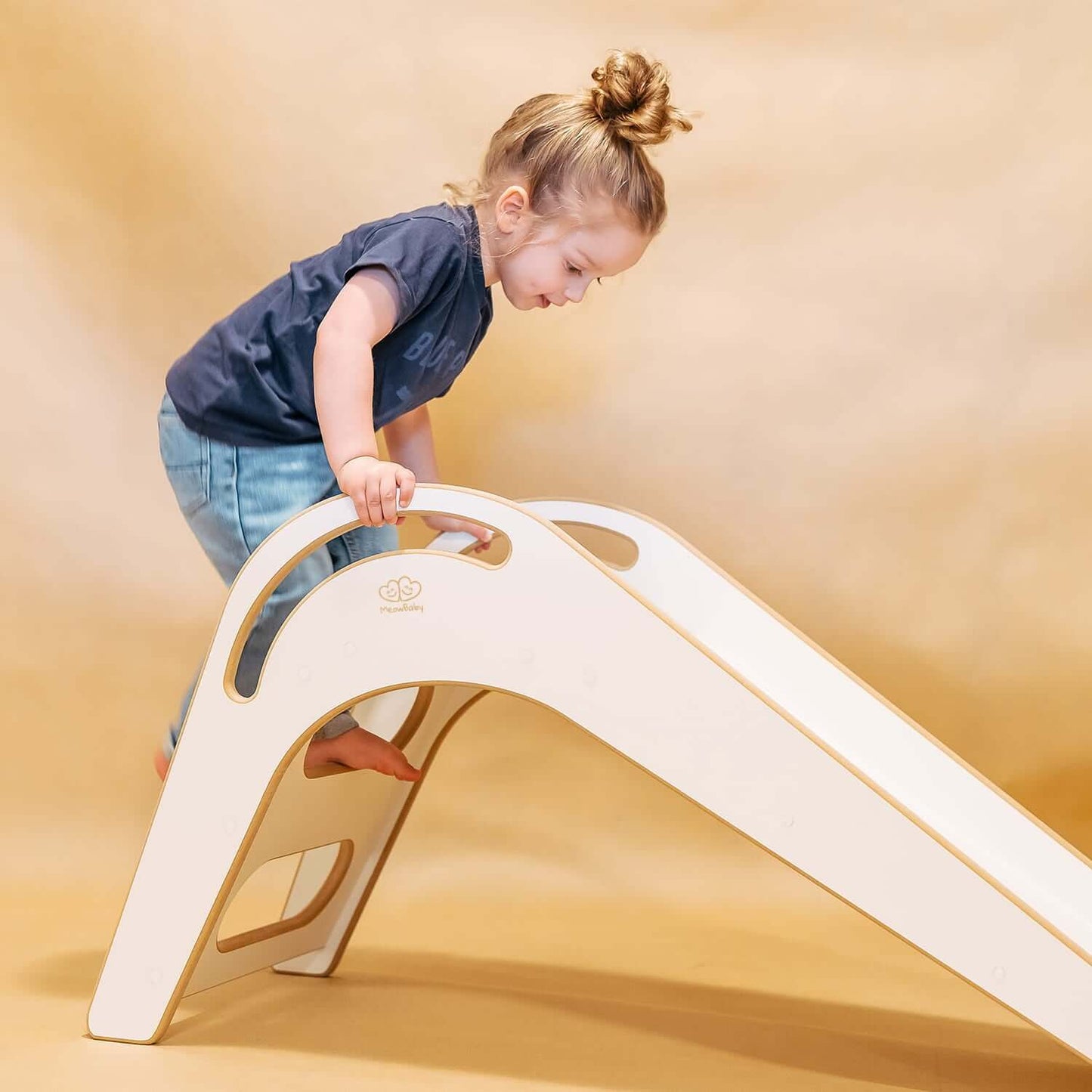 MeowBaby® Montessori glijbaan "Junior" van hout voor kleine kinderen