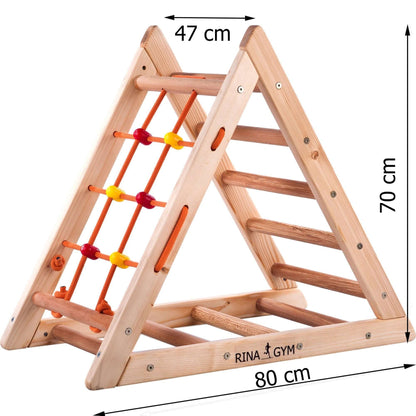Klimdriehoek COMPACT met ladder &amp; klimnet, verschillende kleuren